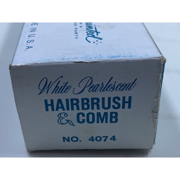 STANLEY Pearlized White Hairbrush & Comb Set NOS # 4074 NEW Vintage - Picture 3 of 9